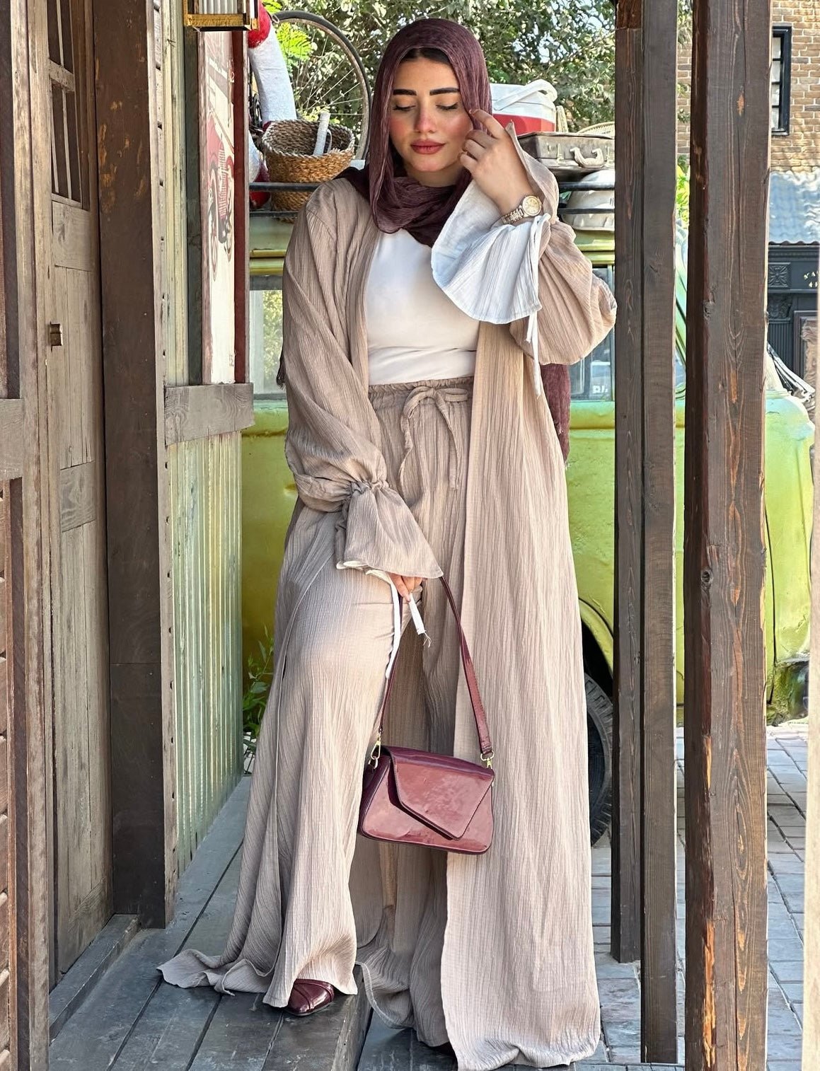 Biege Wide-Leg Set