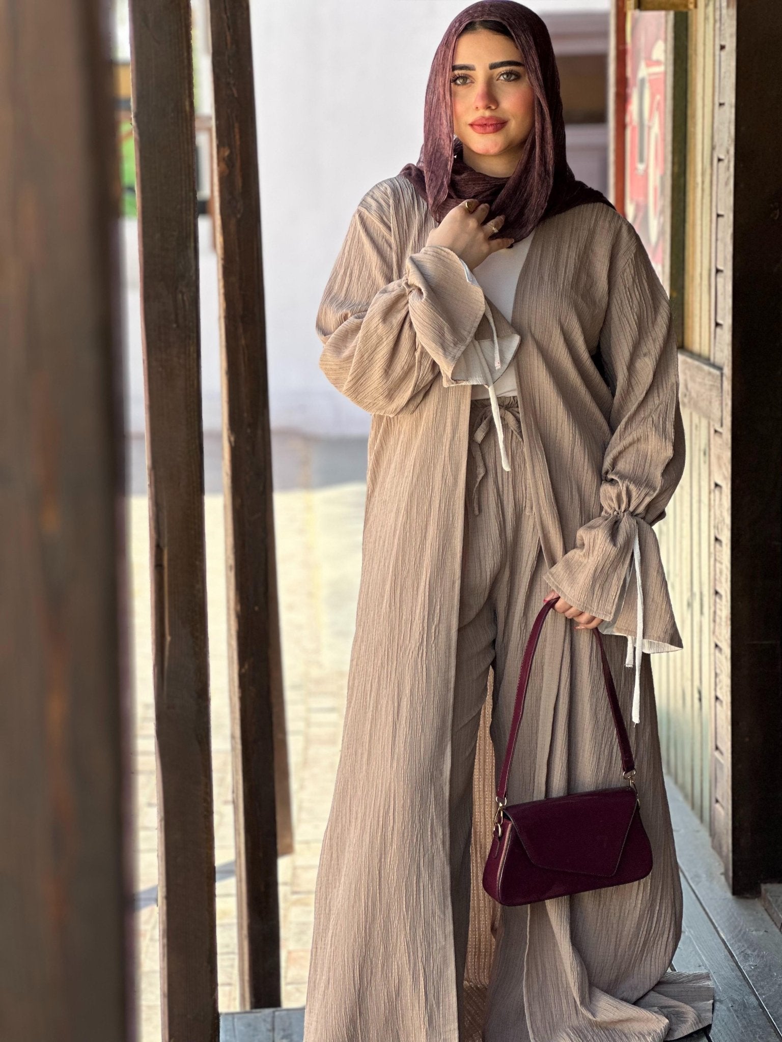 Biege Wide-Leg Set