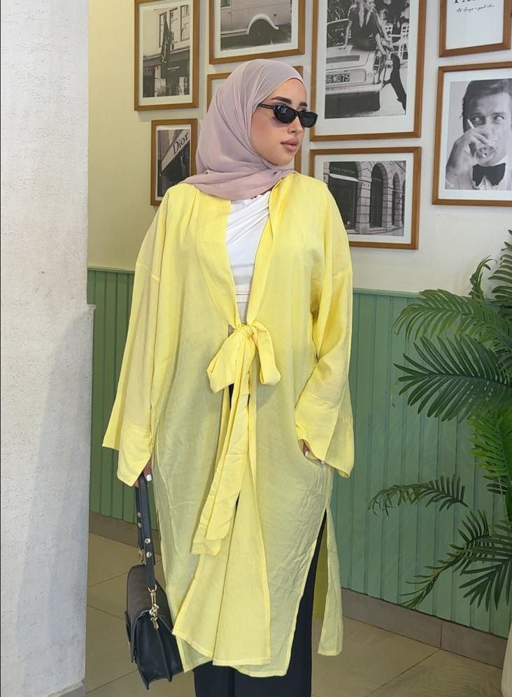 Linen Yellow Cardigan