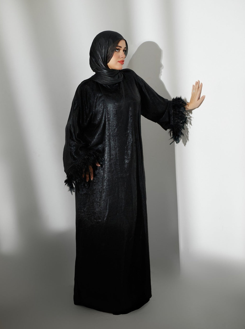 Flare Glow Black Abaya