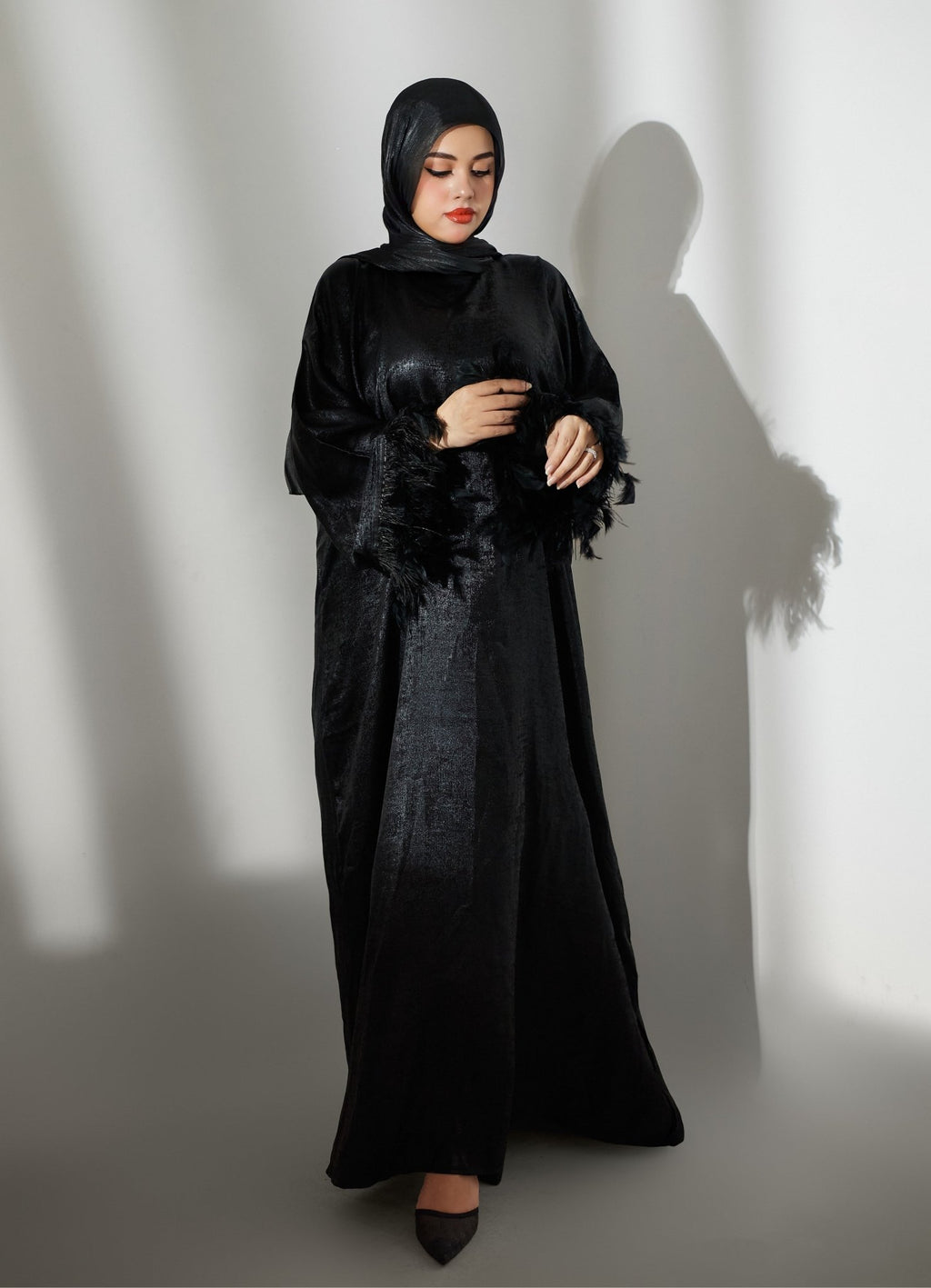 Flare Glow Black Abaya