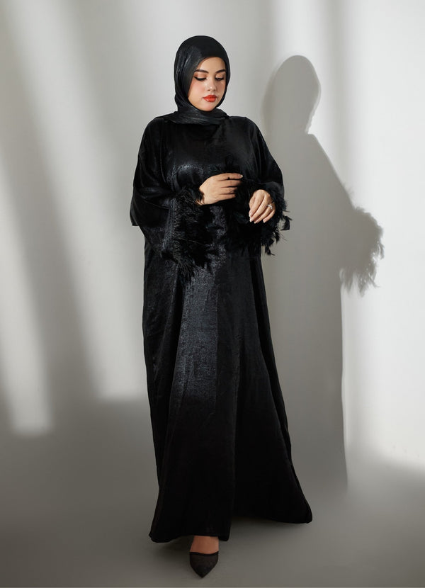 Flare Glow Black Abaya