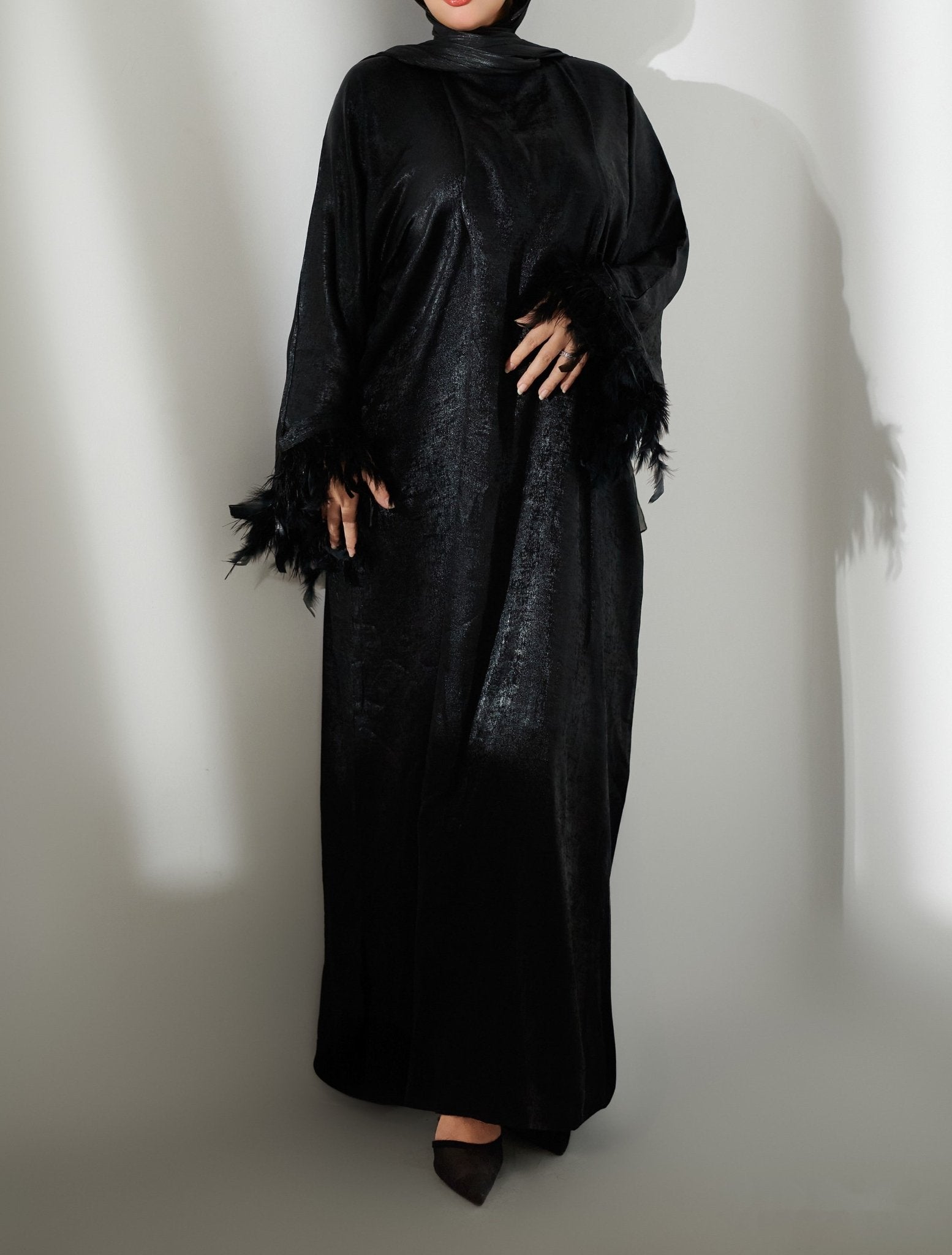 Flare Glow Black Abaya