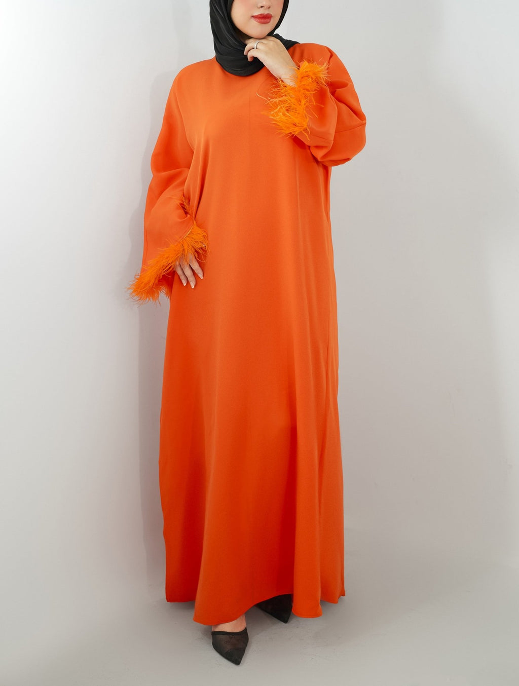 Flare Glow Orange Abaya