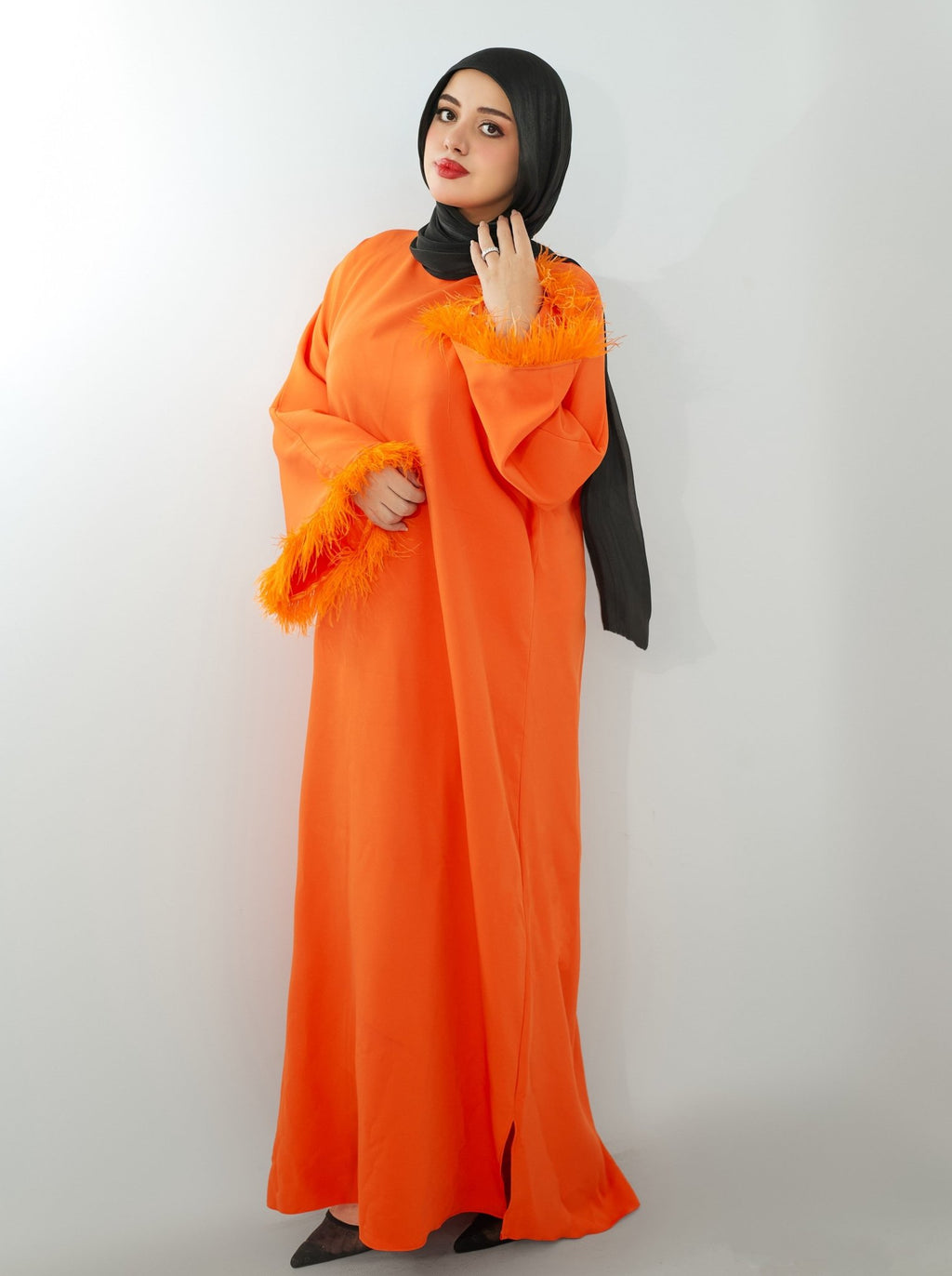 Flare Glow Orange Abaya