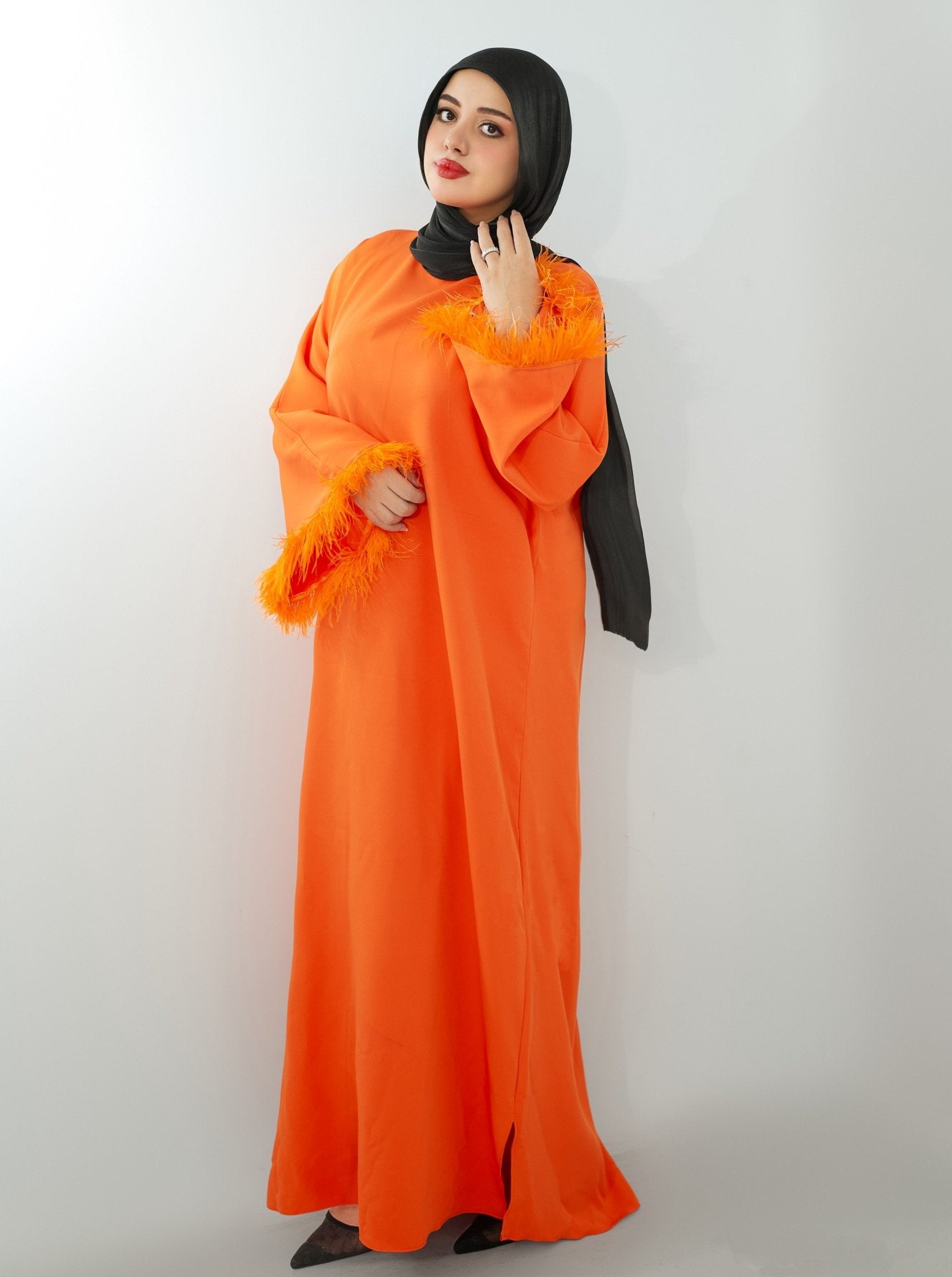 Flare Glow Orange Abaya
