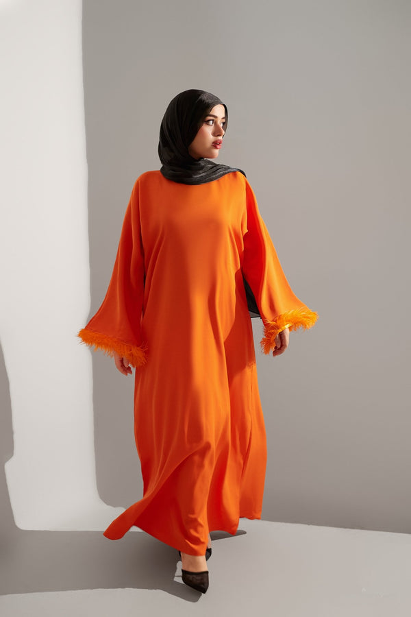 Flare Glow Orange Abaya
