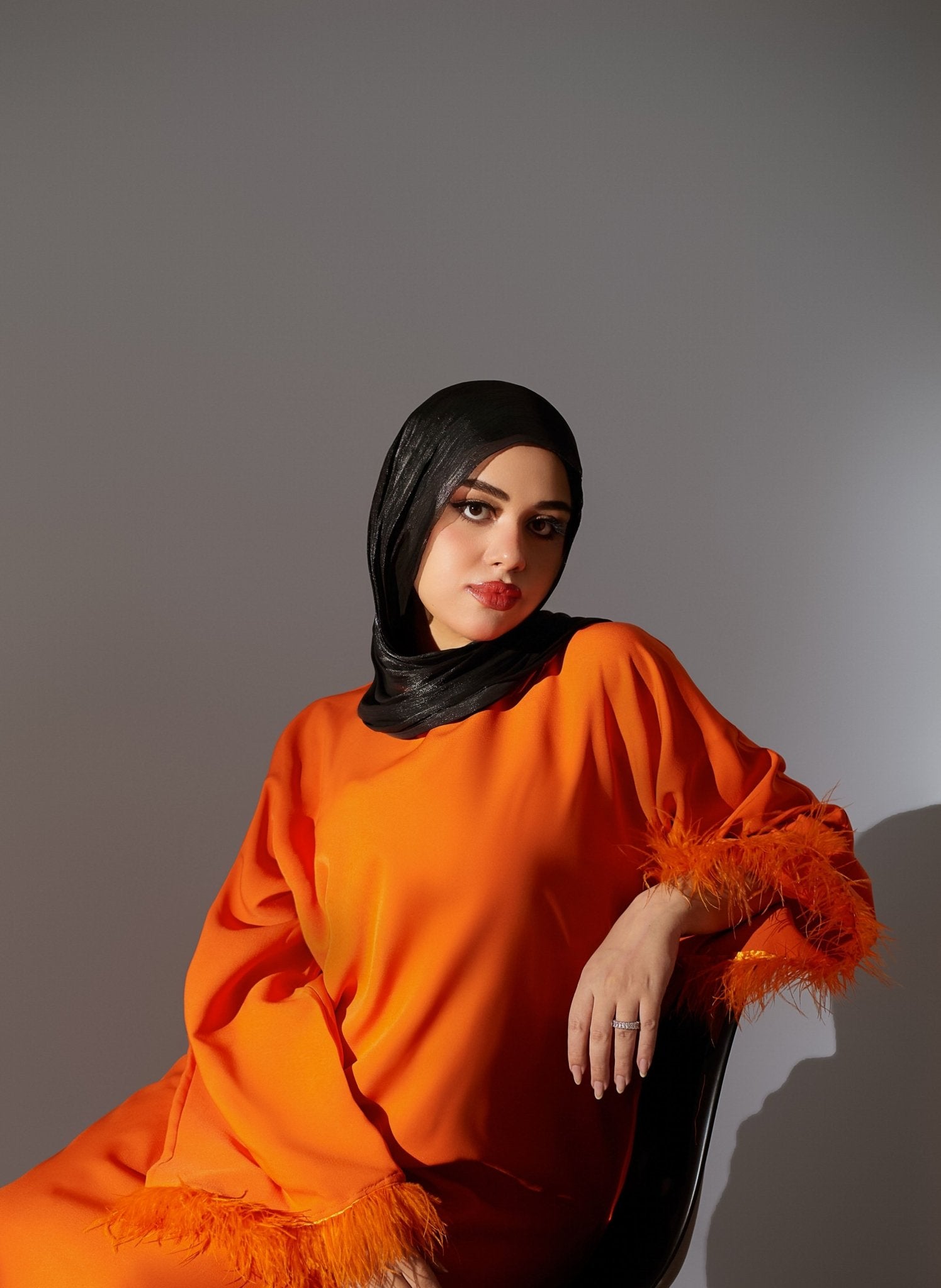 Flare Glow Orange Abaya