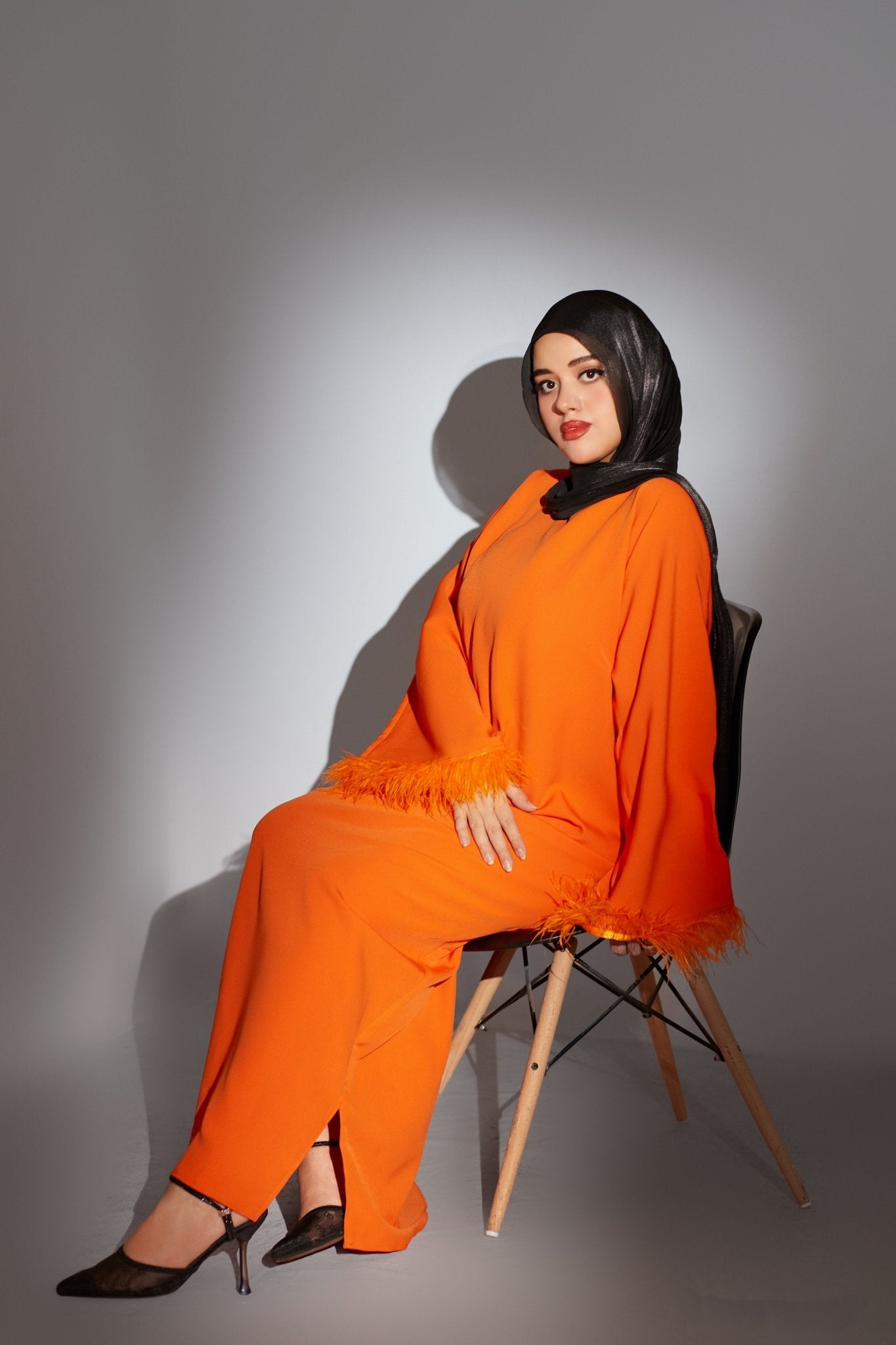 Flare Glow Orange Abaya